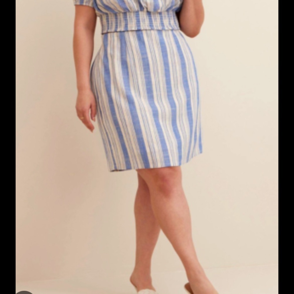 Torrid Blue Stripe Mini Linen High Waisted Skirt Size 1X